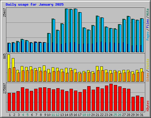 Daily usage for January 2025