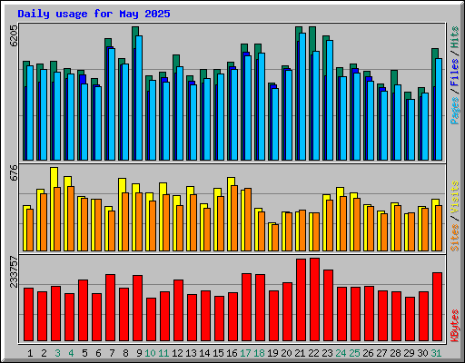 Daily usage for May 2025