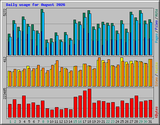 Daily usage for August 2026