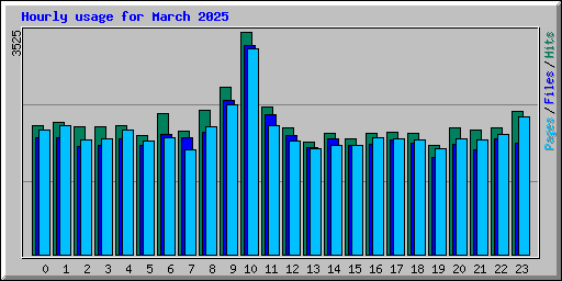 Hourly usage for March 2025